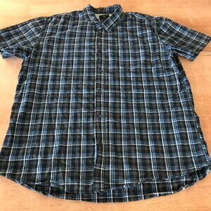 Quicksilver Modern Fit Shirt Men XXL Blue Plaid Button Up Pocket Short Sleeve